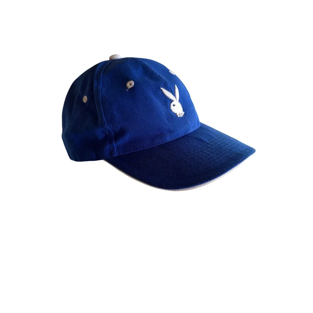 Playboy Baseball Cap Blue Embroidered Bunny Logo Adjustable Strap Hat